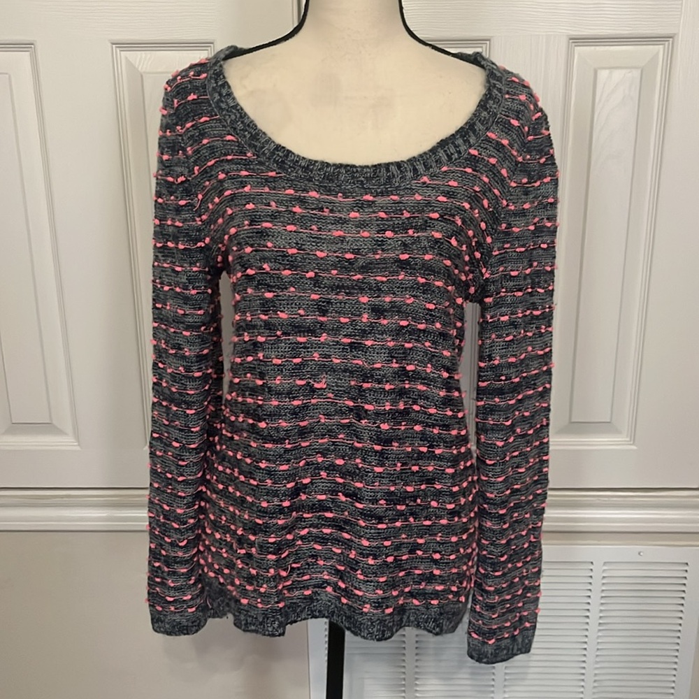 Pink Rose gray & pink lightweight sweater Size L